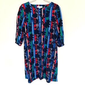 Seasalt Cornwall Sea Call Dress US6 Popover Shift Multicolor 3/4 Sleeves